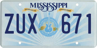 MS license plate ZUX671