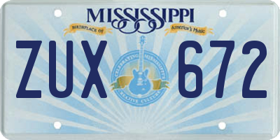 MS license plate ZUX672