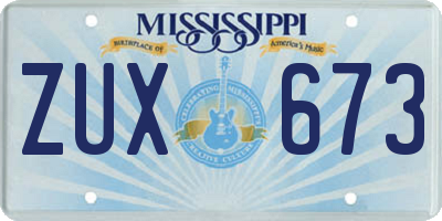 MS license plate ZUX673