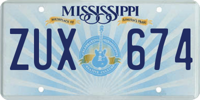 MS license plate ZUX674