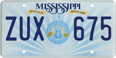 MS license plate ZUX675