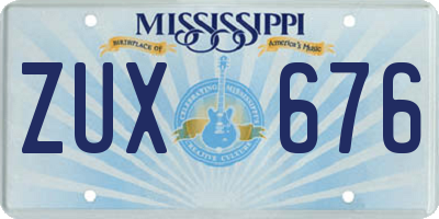 MS license plate ZUX676