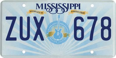 MS license plate ZUX678