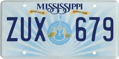 MS license plate ZUX679