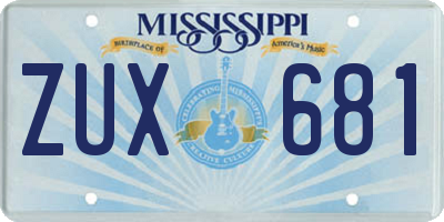 MS license plate ZUX681
