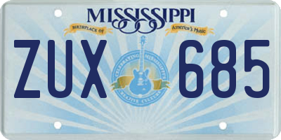 MS license plate ZUX685