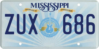 MS license plate ZUX686