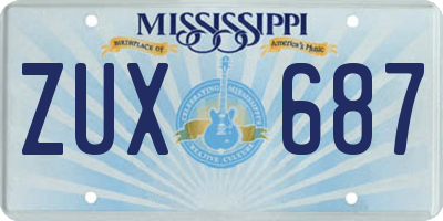 MS license plate ZUX687