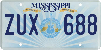 MS license plate ZUX688