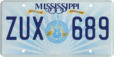 MS license plate ZUX689