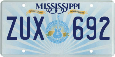 MS license plate ZUX692