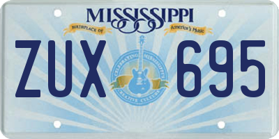 MS license plate ZUX695