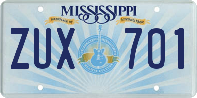 MS license plate ZUX701