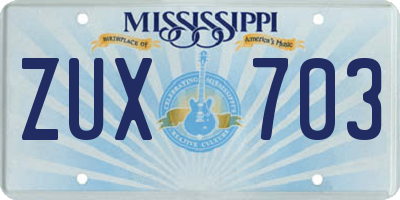 MS license plate ZUX703