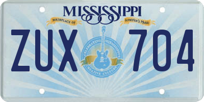 MS license plate ZUX704