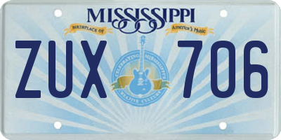 MS license plate ZUX706