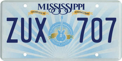 MS license plate ZUX707