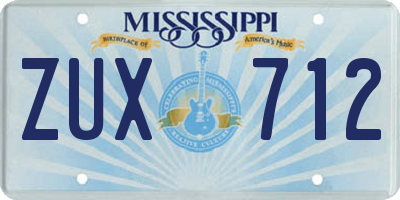 MS license plate ZUX712