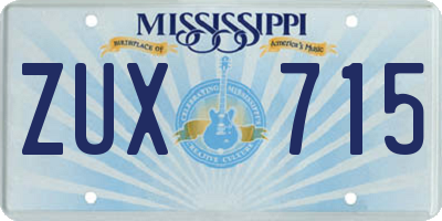 MS license plate ZUX715