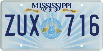 MS license plate ZUX716
