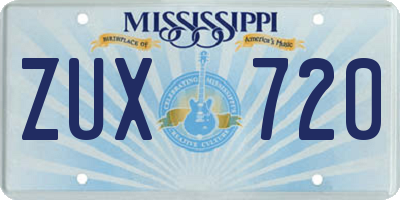 MS license plate ZUX720