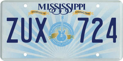 MS license plate ZUX724