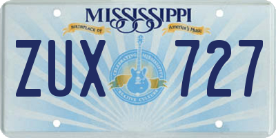 MS license plate ZUX727