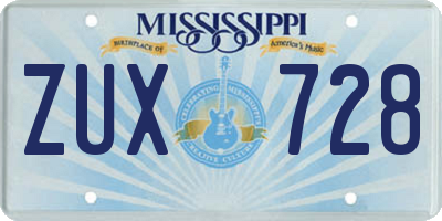 MS license plate ZUX728
