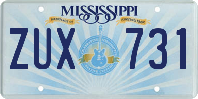 MS license plate ZUX731