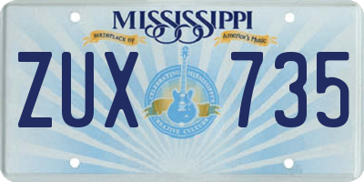 MS license plate ZUX735