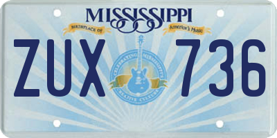 MS license plate ZUX736