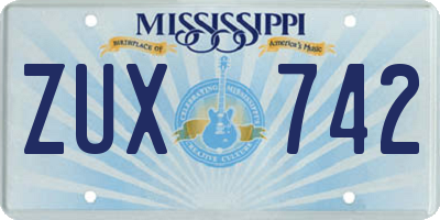 MS license plate ZUX742
