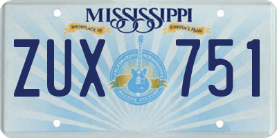 MS license plate ZUX751