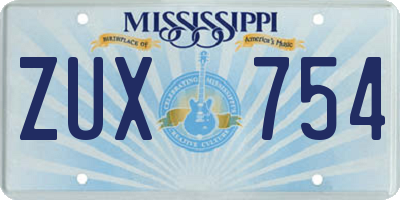 MS license plate ZUX754