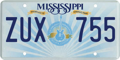 MS license plate ZUX755