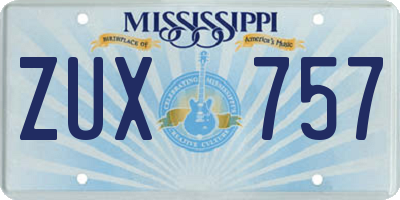 MS license plate ZUX757