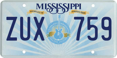 MS license plate ZUX759