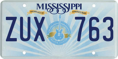 MS license plate ZUX763