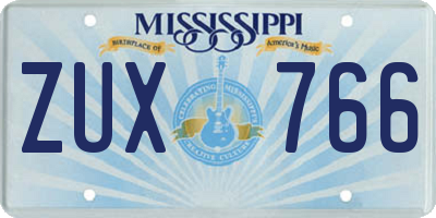 MS license plate ZUX766