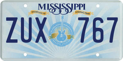 MS license plate ZUX767