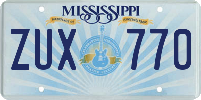 MS license plate ZUX770
