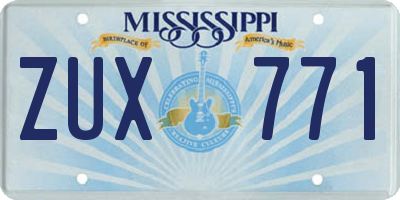 MS license plate ZUX771