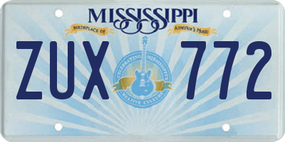 MS license plate ZUX772
