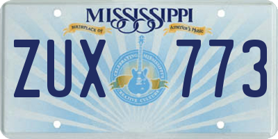 MS license plate ZUX773