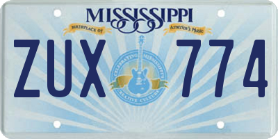 MS license plate ZUX774