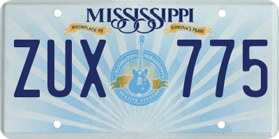 MS license plate ZUX775