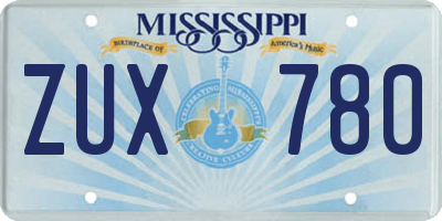 MS license plate ZUX780