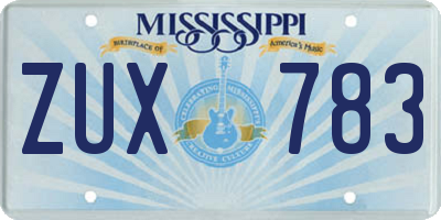 MS license plate ZUX783