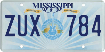 MS license plate ZUX784