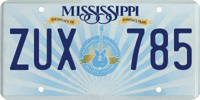 MS license plate ZUX785